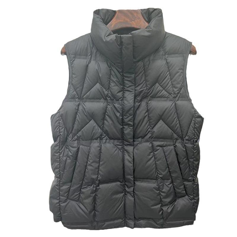 FASHION 2024 Winter New Fashion Stand-Up Collar Short Pressurized Glue Warm White Duck Down Women's Vest Winter  Clothes