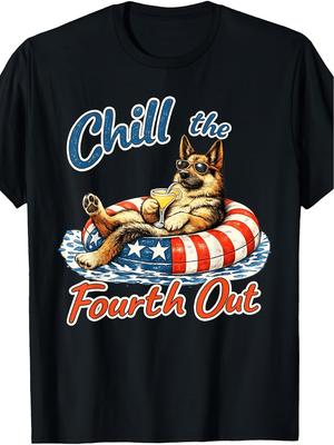 Chill The Fourth Out Lustiges Deutscher Schäferhund Hundeliebhaber T-Shirt