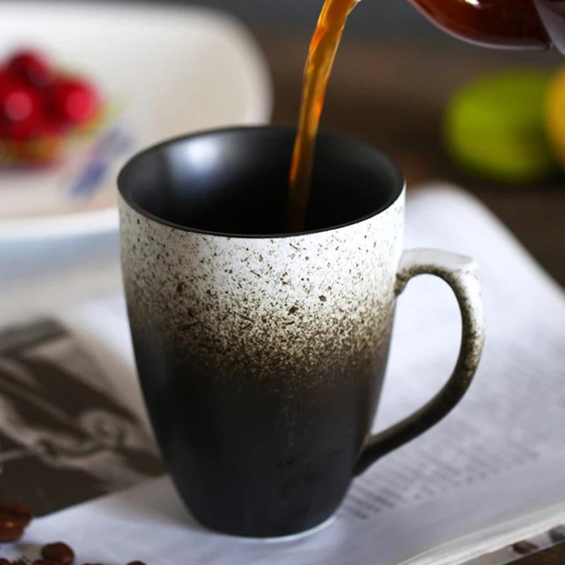 320ml Ceramic Mug Coffee Cup Milk Tea Coffee Mug Vintage Gradient Matt Porcelain Mugs Home Office Coffee Tea Cup Drinkware Gift