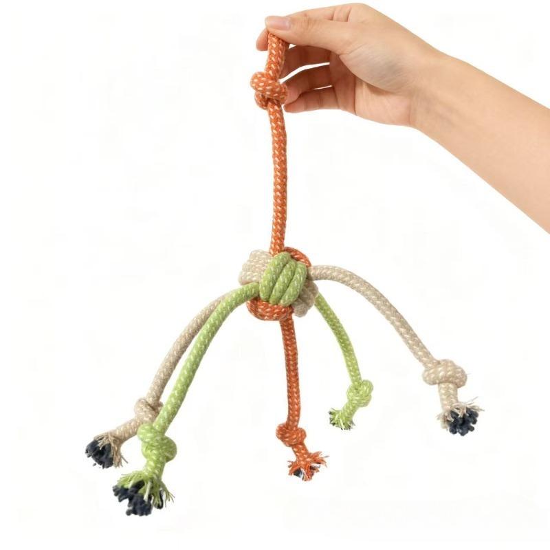 Interactive Knot Dog Toy Durable Bite-Resistant Dog Rope Toys Grinding Teeth Cleaning Toy Puppy Knot Dog Chewing Toy