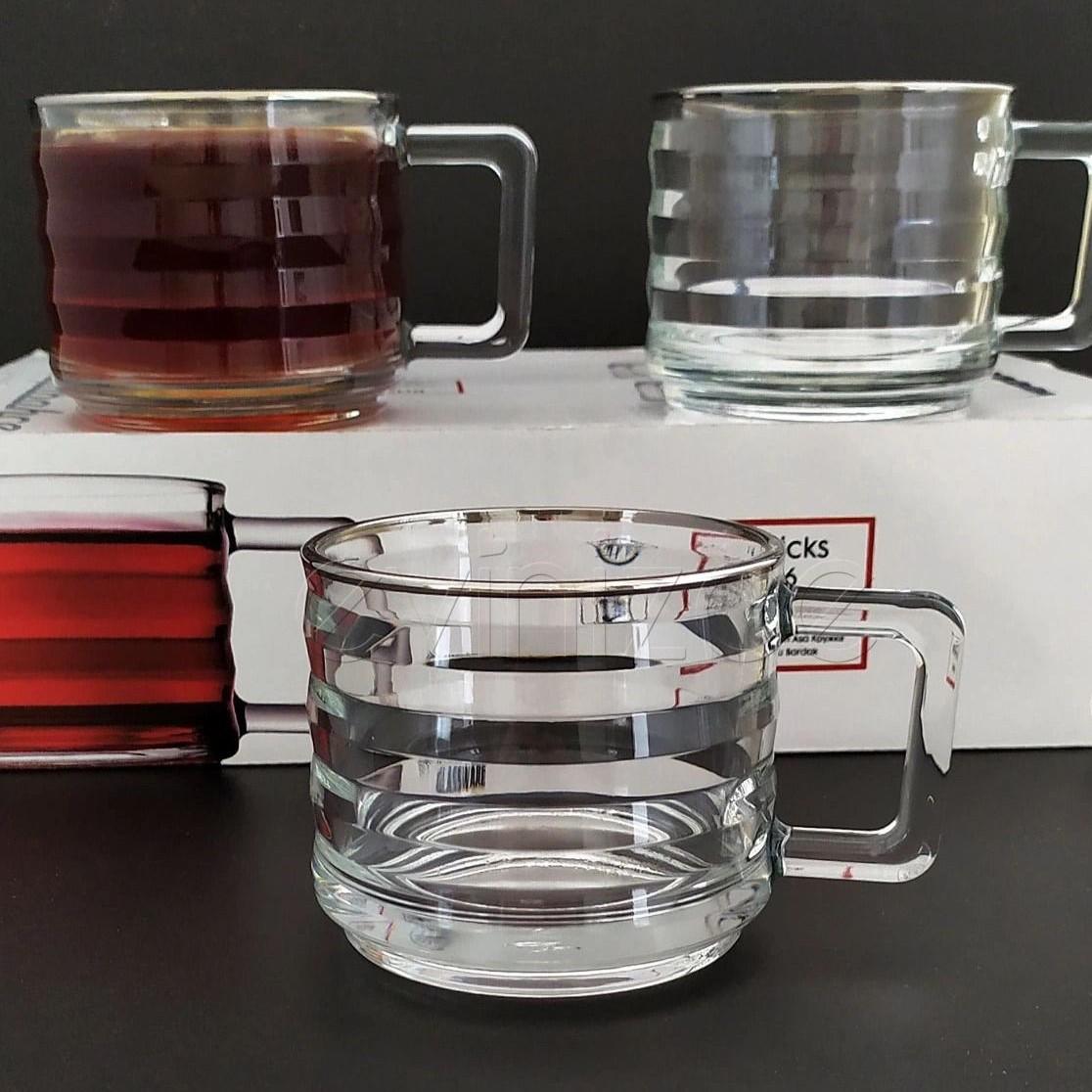 

6 Pieces Mug 250 Cc Tea Cup Large Cup Coffee Cup Home Kitchen Glass Standart білий