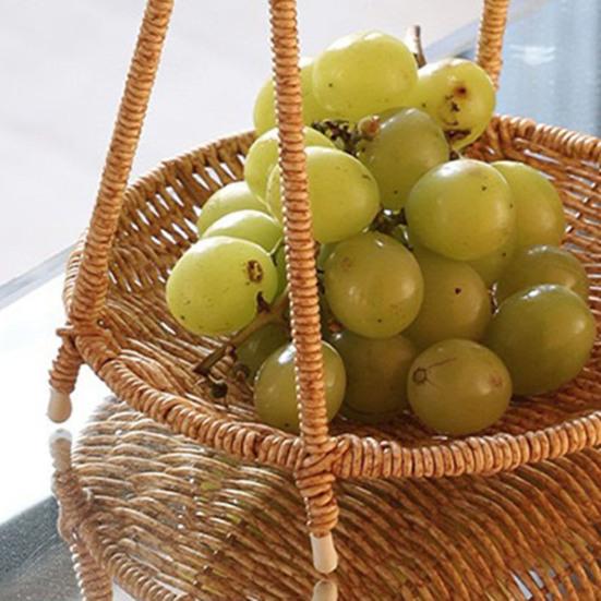 Yousheng Rattan Serving Stand Multi-Layer Serving Tray for Cookies Cupcakes Brownies Pastries Vegetables Durable Plastic Elegant Home Decor Snack