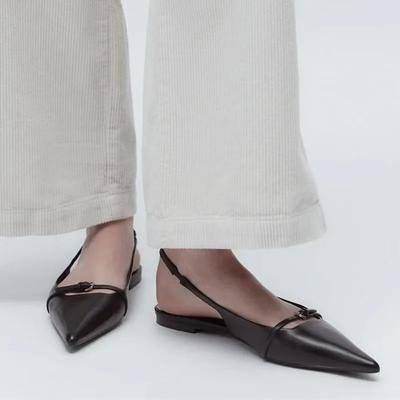 Female Shoes Closed Toe Women's Sandals Daily Dress Sandals Women Pointed Toe Slip On Buckle Low Heel Ladies Shoes
