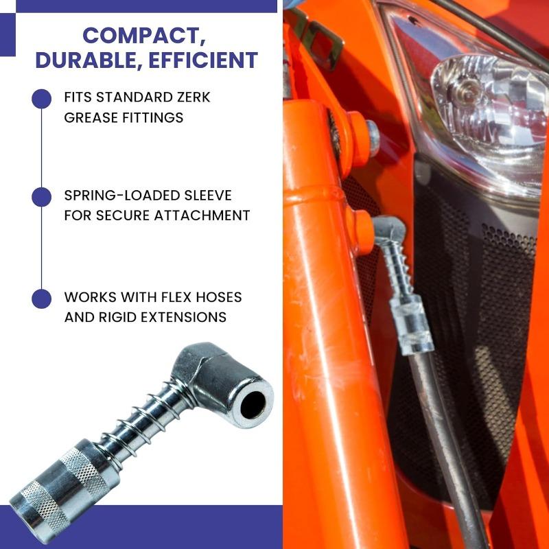 Connect 90 Degree Grease Coupler No Mess Nozzle Adapter Tool Fast Lubrication for Heavy Machinery Fleet Maintenance Time Saver