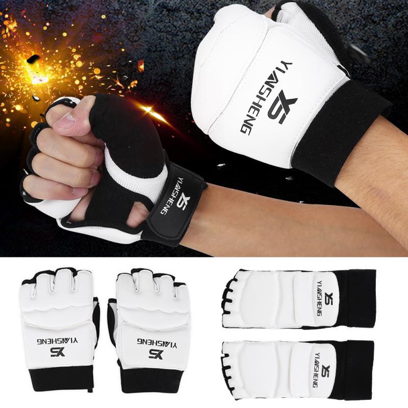 2x Taekwondo Gloves Sparring Hand Foot Protector Cover Half Finger Boxing Gloves