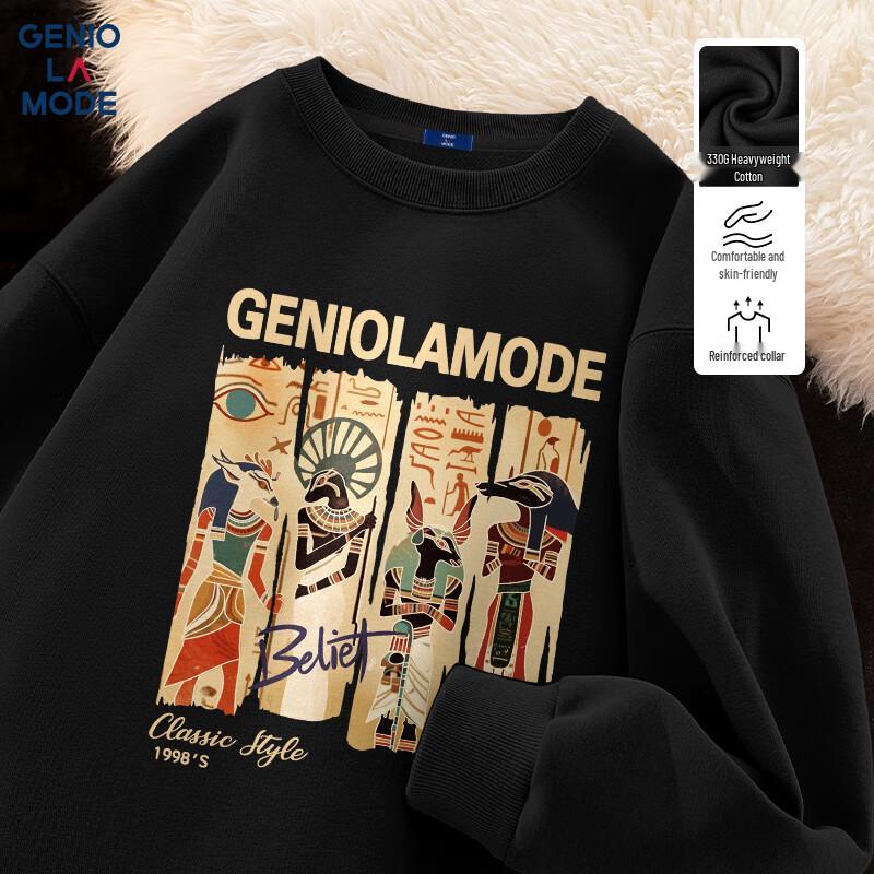 

GENIOLAMODE Men s Casual Printed Crewneck Sweatshirt M