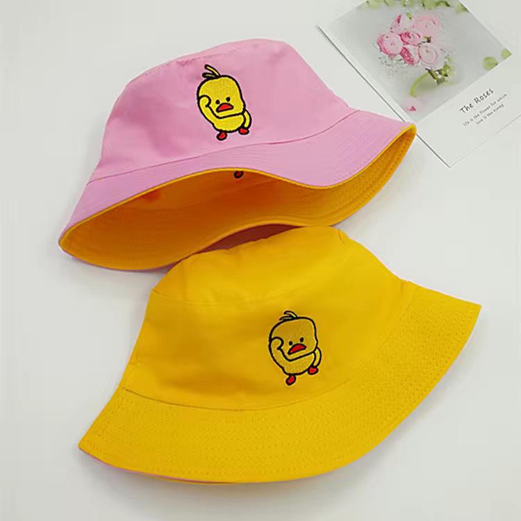 Women's Double-Sided Smiley Face Bucket Hat - Sun Protection, Korean Style, Embroidered, Large Brim