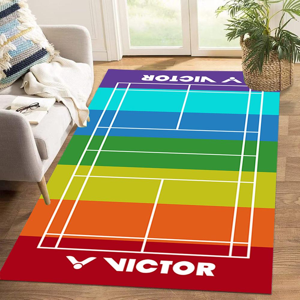 Colorful Badminton Themed Area Rug Carpet Non Skid Floor Mat for Living Room Bedroom Sports Lovers Decor Fun Casual Home Accent