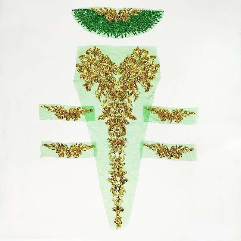 1 Set Black Tulle Sequin Embroidery Lace Fabric Tassel Royal Noble Wedding Gown Applique Patch Collar Dress DIY