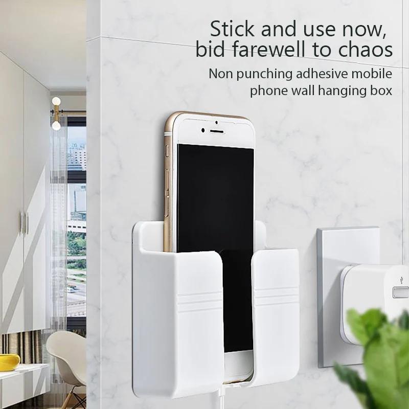 3ks držák na telefon na zeď Bílá děrovačka Zdarma nabíjecí stojánek pro mobilní telefony na zeď Líná lepící krabička na dálkové ovládání
