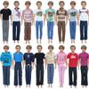 Random 5 Sets Boy Doll Outfits Striped Pants Trousers Blouses Handmade Daily Clothes for Barbie for Ken Dolls Toy
