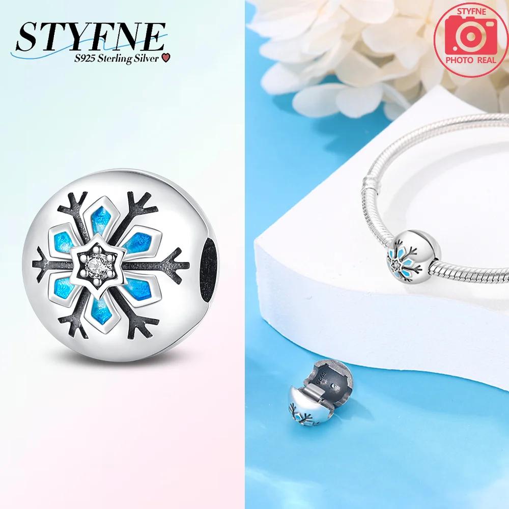 Charms Woman Charm Original Copper Blue Stars Snowflakes Box Beads Fit Bracelet Women Diy Gift Accessory Jewelry