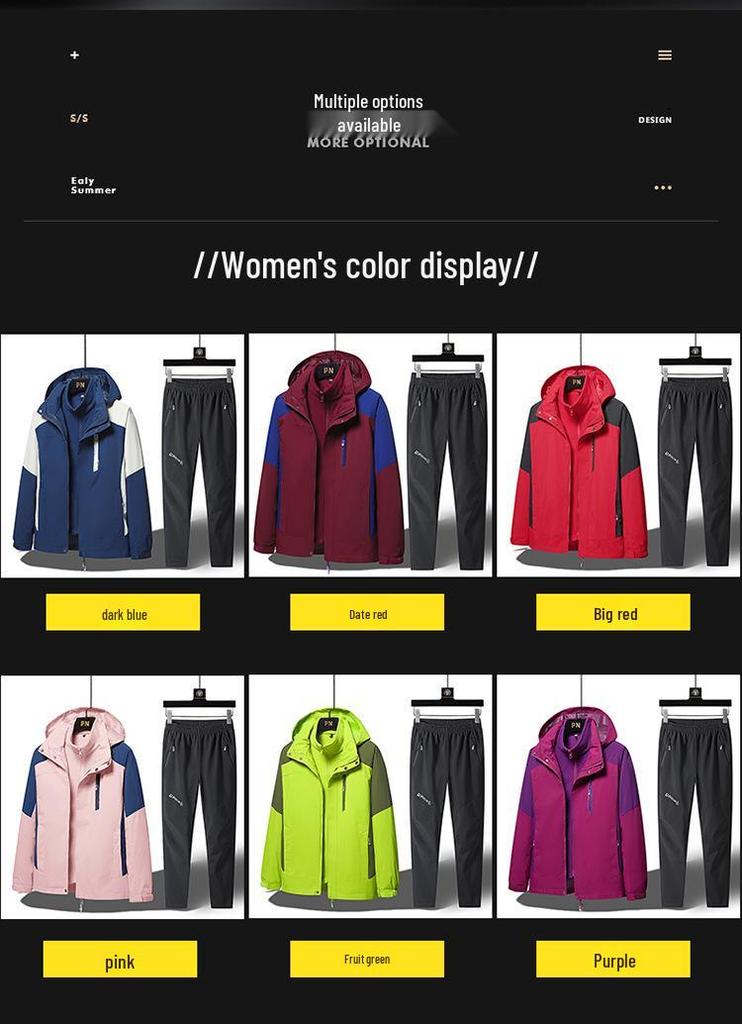 Three-in-One Winter Ski Suit Set: Windproof, Waterproof, Plus Velvet for Men, Women, and Children