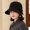 Autumn and Winter Warm Woolen Bucket Hat Female Splicing Retro Bucket Hat Windproof Basin Hat Fit for Outdoor, Casual & Formal Events