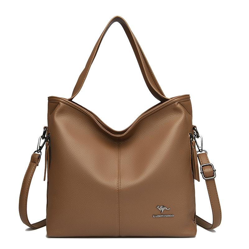 High Quality Soft Leather Female Handbags Luxury Trendy Women Shoulder Bag Solid Color Simple Large Capacity Women's Tote Bags