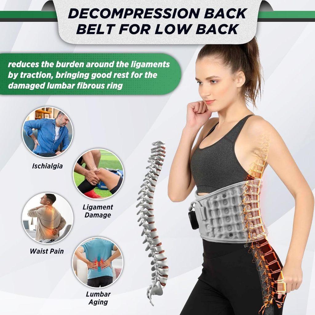 Spinal Lumbar Inflatable Back Brace Red Light Heating and Massage Therapy Belt Low Back Pain Relief Decompression Back Belt