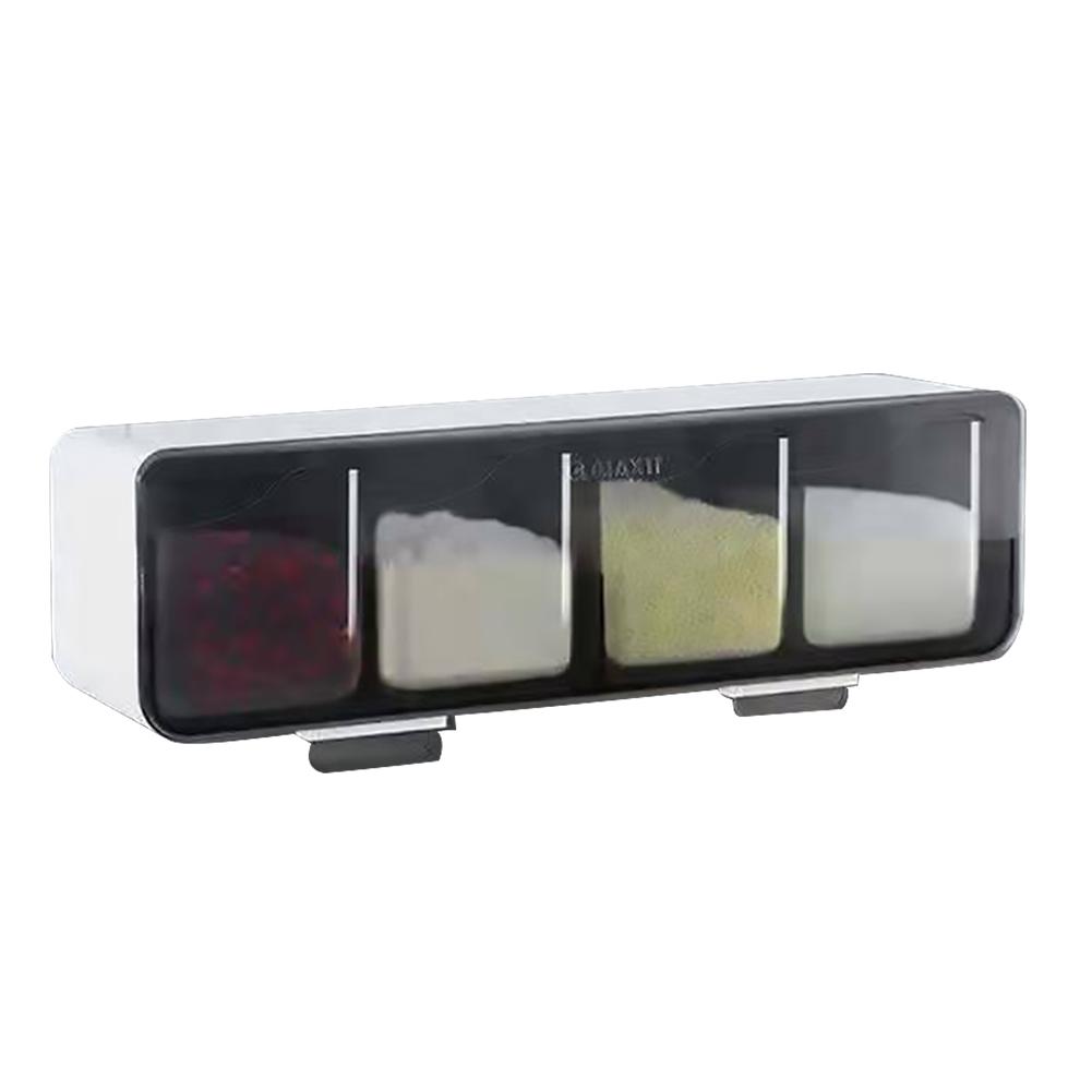 Collapsible Wall-mounted Spice Box Combination Four-grid Kitchen Device Sets Multi Plastic Container for Seasoning Tools