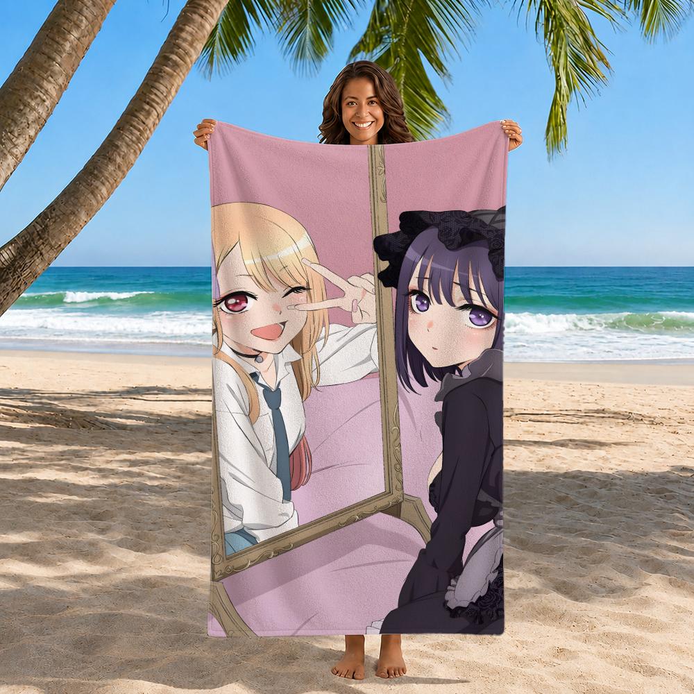 Anime My Dress-Up Darling Towel Polyester Beach Towel Quick Dry Sand Free Bath Towel for Summer Pool Travel Vacation