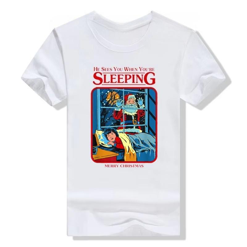 He Sees You When Youre Sleeping Merry Christmas TShirt Mens Fashion Daddy Husband Christmas Costume Gift Funny Top