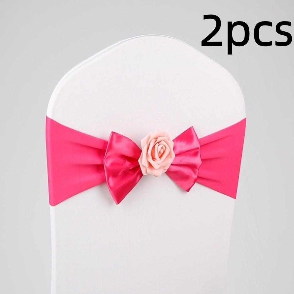2pcs Vintage Satin Chair Sashes Band Multicolor Chair Back Flower Durable Chair Bow Tie Birthday