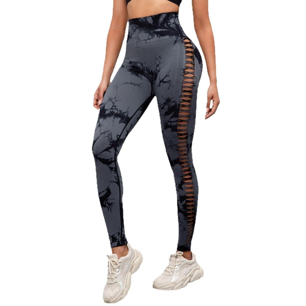 Evropsko-americké batikované vysoce elastické jógové kalhoty - Kontrola bříška, Prodyšné, Zvedání boků, Legíny slim fit