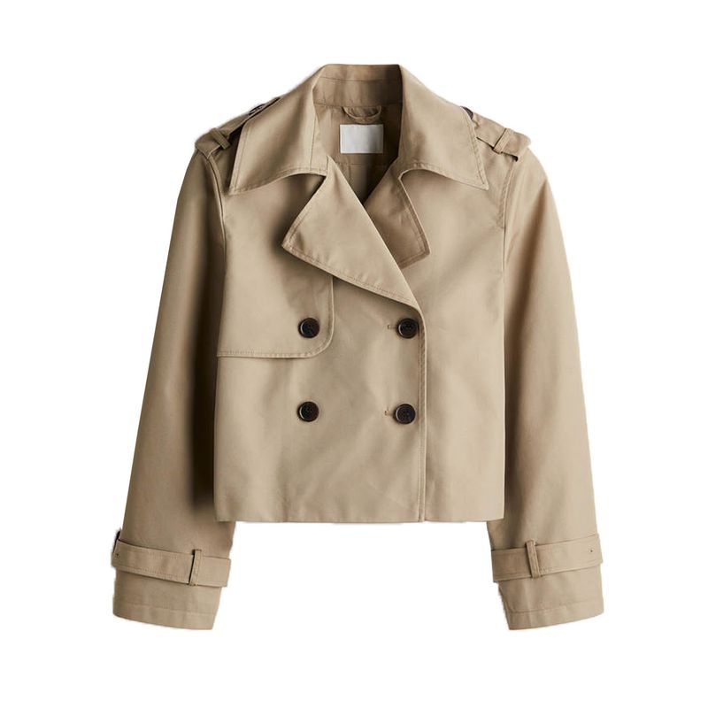 New Fall Women's Clothing Loose Design Flat Collar Long Sleeves Double Breasted Short Imitation Trench Coat Outwear 1202762