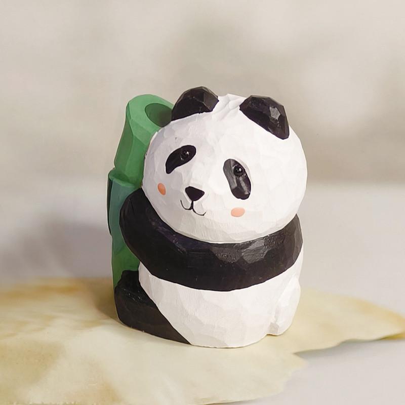 

Wooden Panda Decor With Keychain Pendant For Home Gift And Collection Panda A