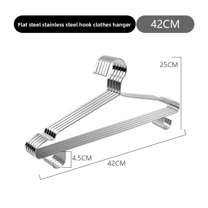 Thiened 8mm Anti-slip 304 Stainl Steel Flat Bar with hook Non-slip thickening Hanger Adult Clothes Hanger Storage Organizer