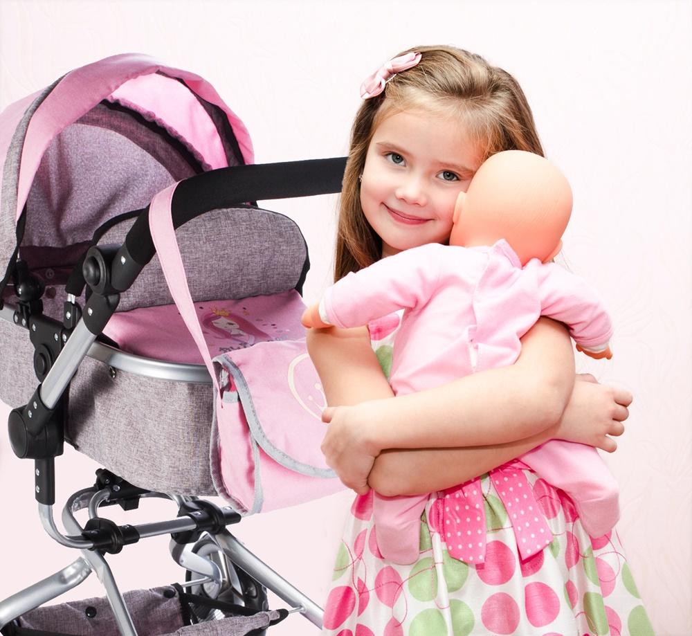 Malplay 2-in-1 Doll Pram Gondola Pushchair Princess Stroller