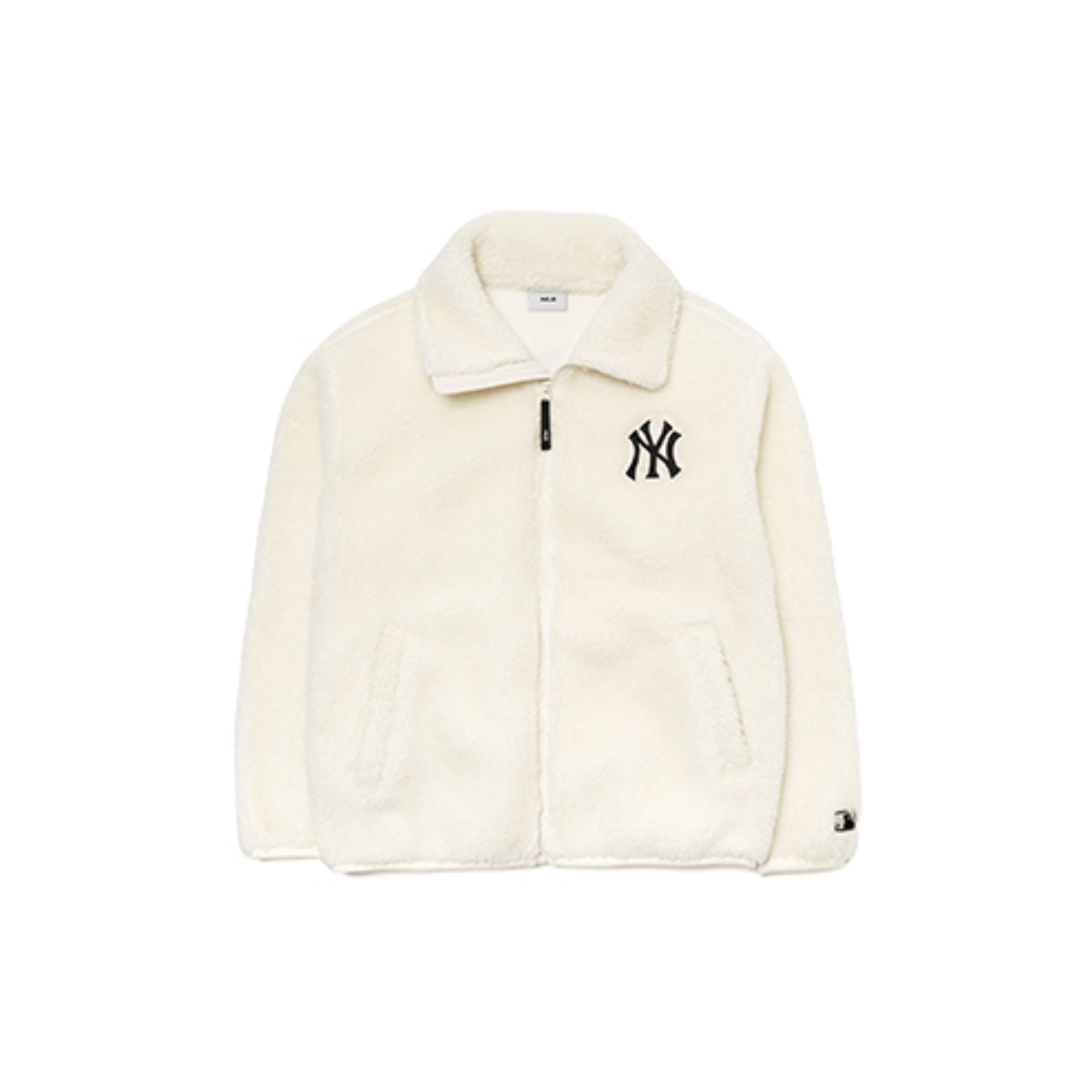 MLB Letter Logo Warme Sherpa Jacke Unisex Jacken Elfenbein 3AJPF3016-50IVS S white