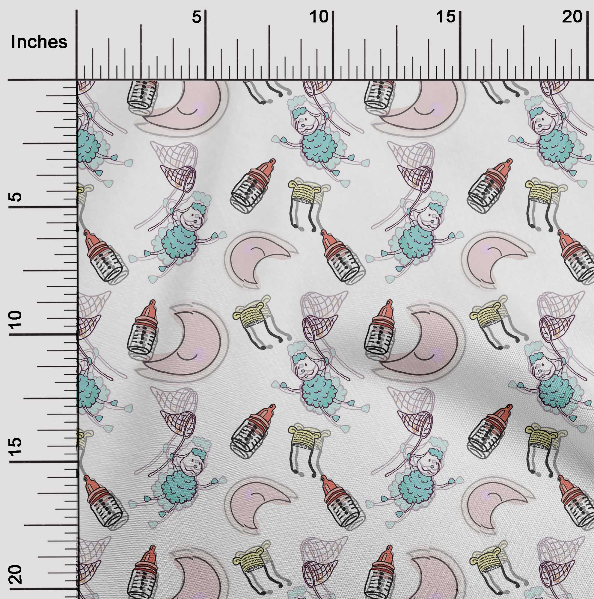 

oneOone Дитяча годівниця Cotton Flex Blush Pink|Mon & Cartoon Sheep Kids Fabric For The Yard 40 Inch Printed Craft Fabric 42 Inch Wide - Viscose Chiffon білий