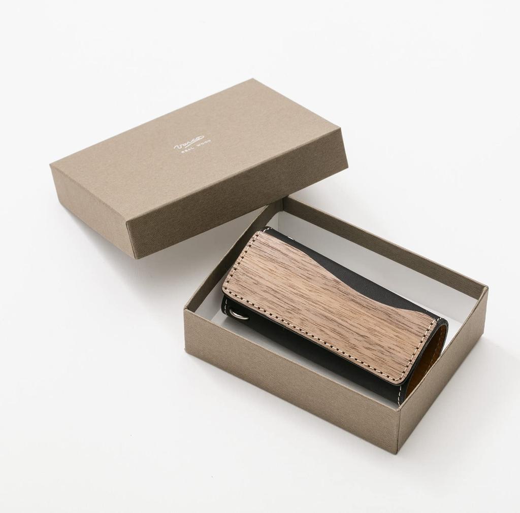 [VARCO REAL WOOD] Key Cover, Key Case, Key Cover, Men's and Women's, Genuine Leather, Made in Japan, Military Style