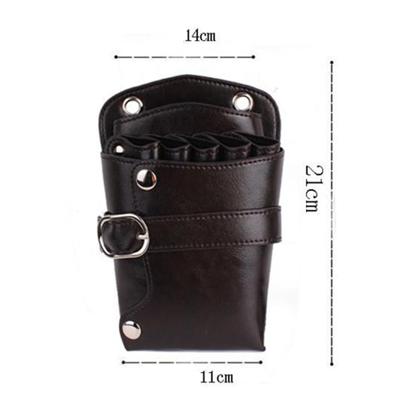 PU Leather Hair Scissors Bag with Shoulder Strap 5 Pockets Pet Bag Hair Clip Comb Holder Hairdresser Waist Pack for Barber Shop