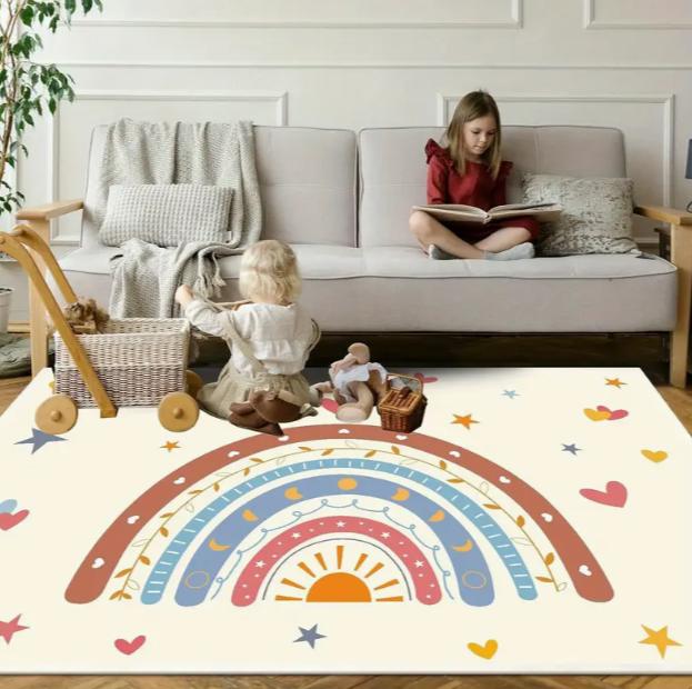 Bunte Regenbogen-Bodenmatten Geeignet für Kinderzimmer Weiche Matten Sternmuster Perfekt für Kindertagesstätten oder Spielzimmer Heimdekoration