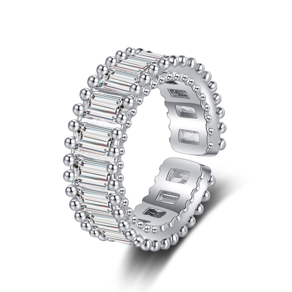 925 Silver Ring Heart AAA Zircon Open Adjustable Engagement For Women Wedding Fashion Jewelry Party Gifts