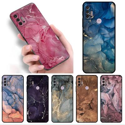 Marble Pattern Soft Case For Motorola G60 G30 Edge 20 30 G22 G9 Play G52 G8 G9 Power G50 One Fusion Black Phone Coque