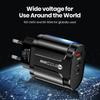 Dual-Port LED Travel Charger with 2.4A USB & 2 PD Type-C for EU/US Devices