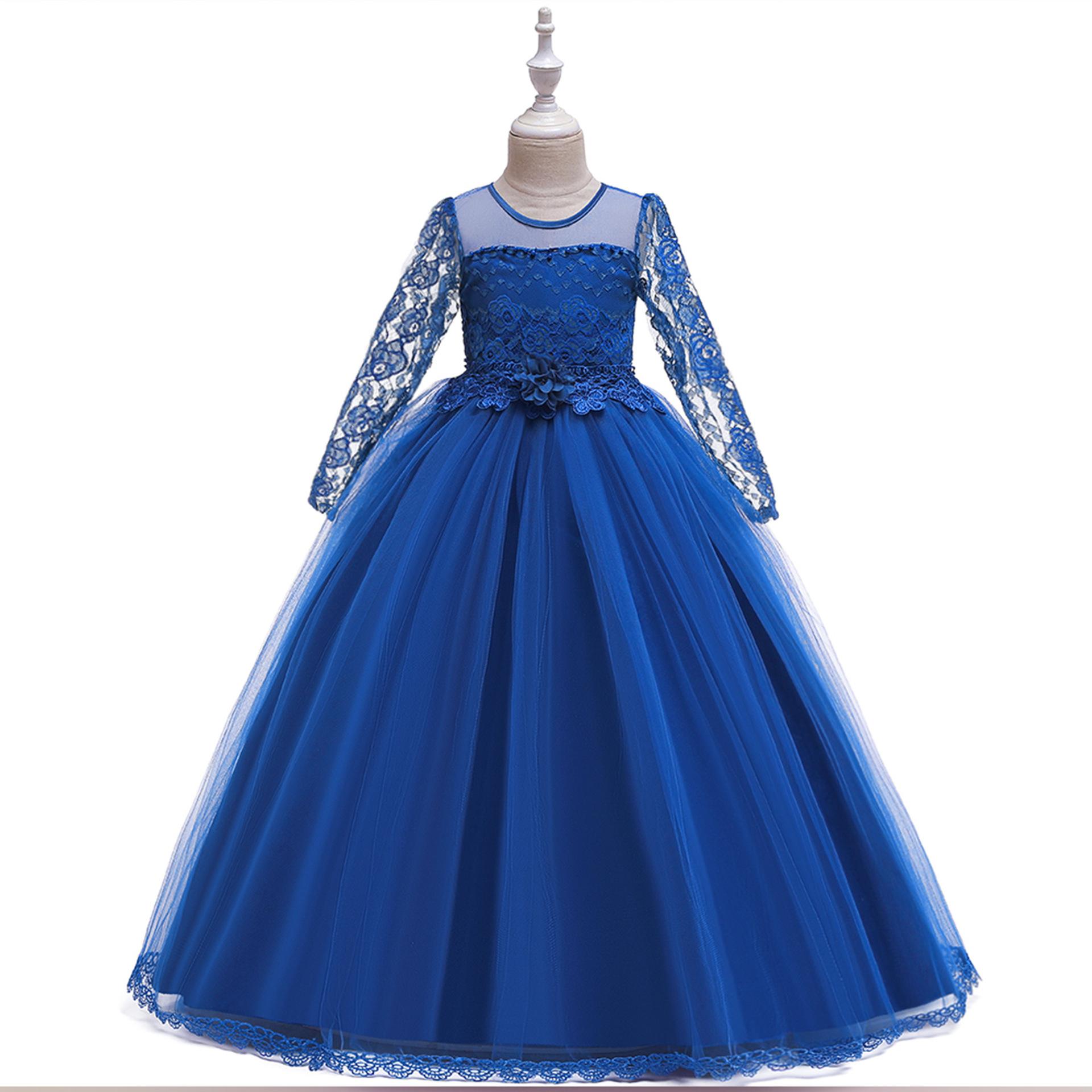 

Children s Dress Lace Flowers For Girls Children s Wedding Evening Dress 120 синій