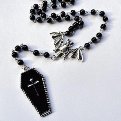 Y2K Dark Style Bat Cross Necklace - Personalized Trendy Sweater Chain