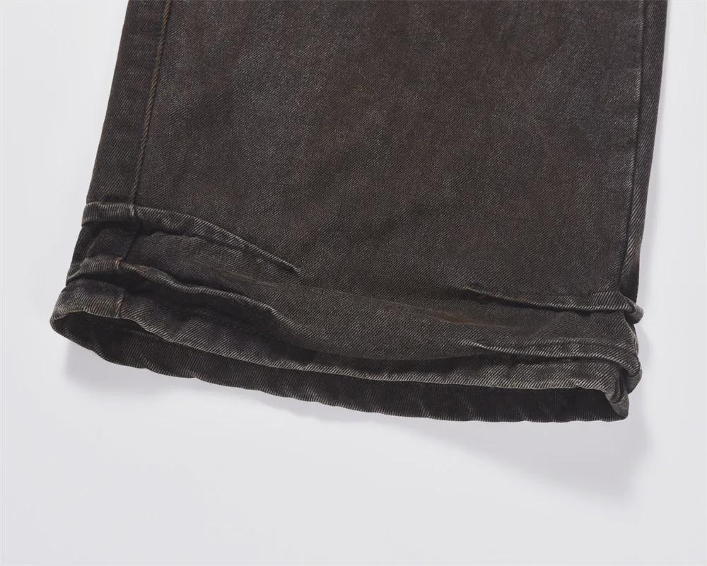 Style Mens Street Wasteland Distressed Jeans Trendy Pleated Loose Wideleg Trousers