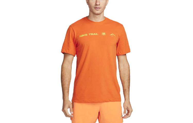 

Nike T Shirts Men s Orange Crew Neck Moderate Straight Fit FN0825-893 L