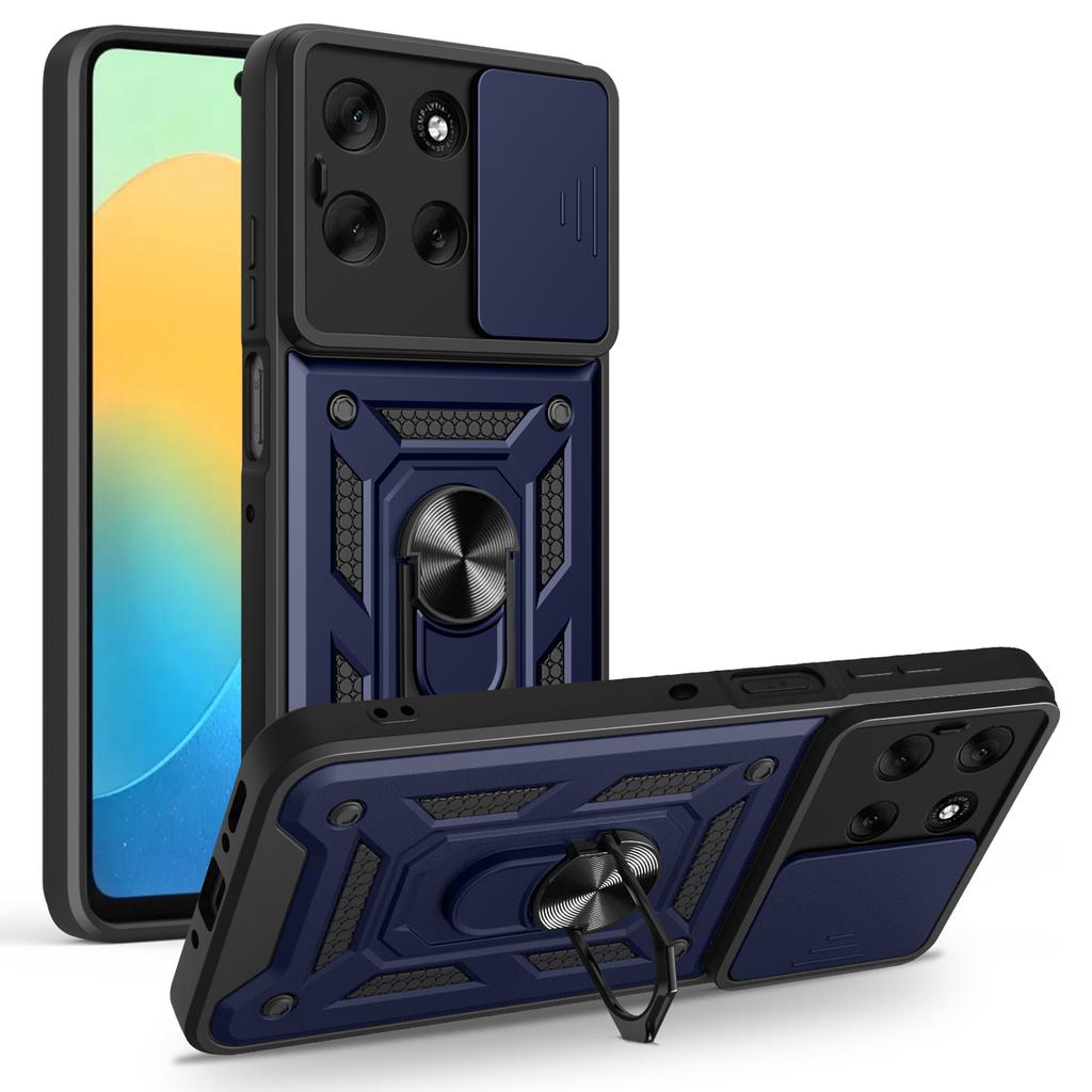 AMORUS For Motorola Moto G56 5G Case Kickstand PC+TPU Phone Cover with Camera Lens Slider
