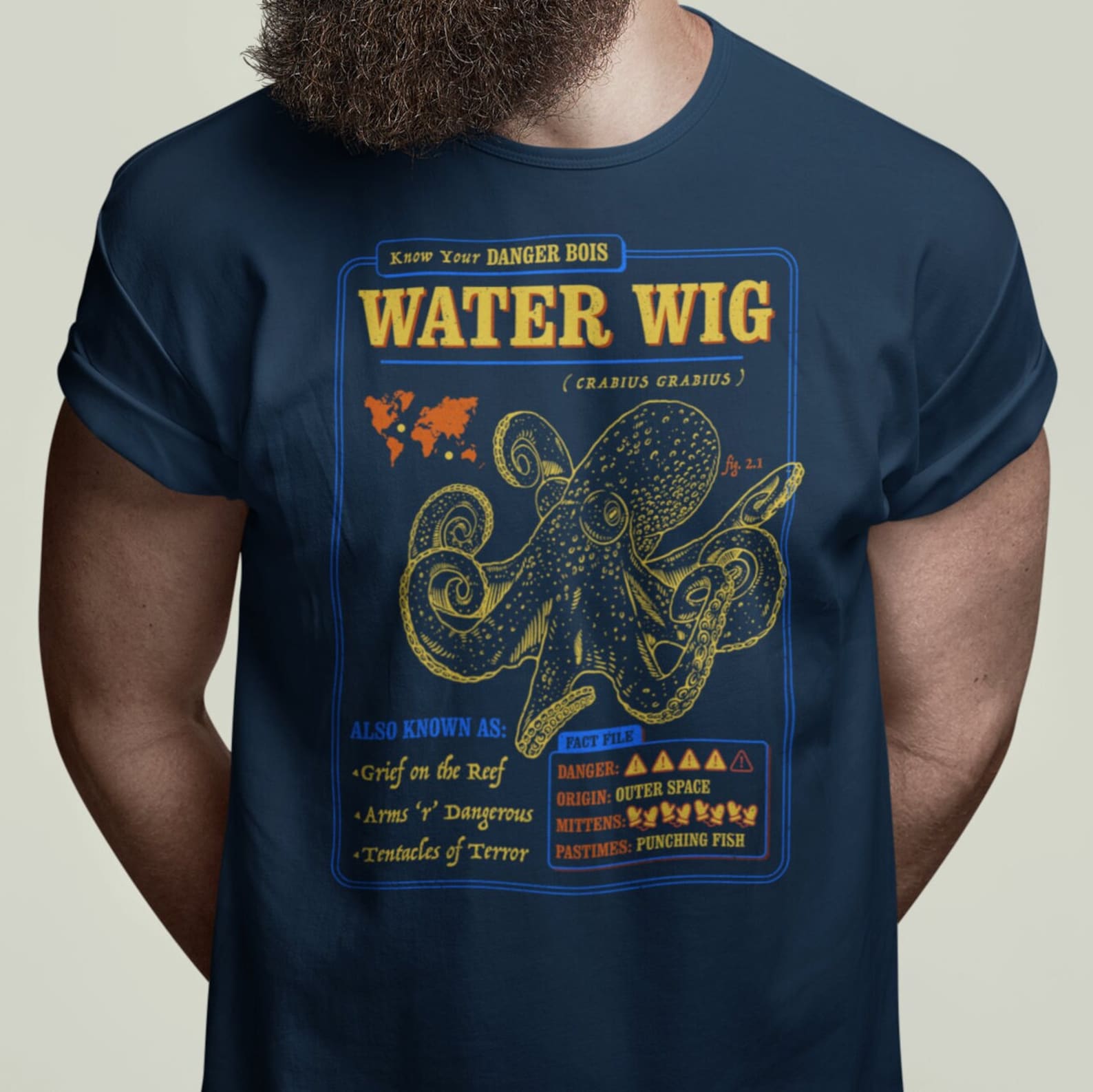Funny Octopus Fact File - Water Wig, Funny Octopus T-shirt, Squid T-shirt, Octopus Gift S