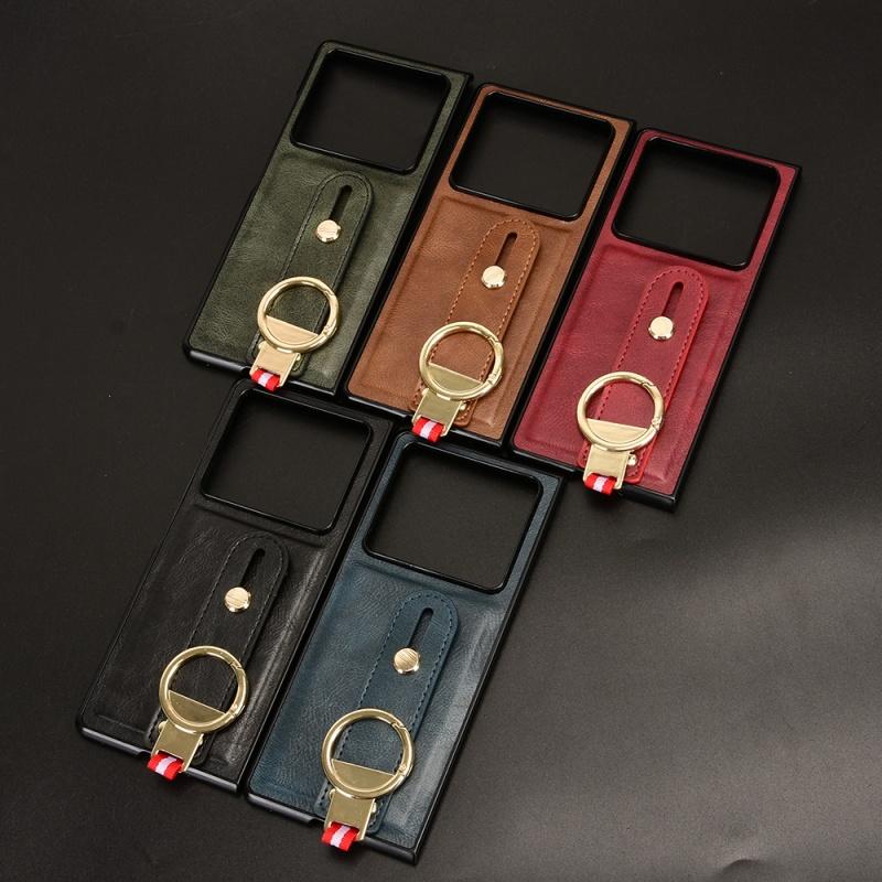 Wrist Strap Phone Case for ZTE Nubia Fold 5G PU Leather Cases Retro Hard Matte Front+Back Cover Capa Funda