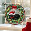Lightweight Acrylic Party Supplies Christmas 2D Suncatcher, Stained Glass Style Black Cat Window Hanging, Holiday Hanging Door Plaques Colorful Plaque