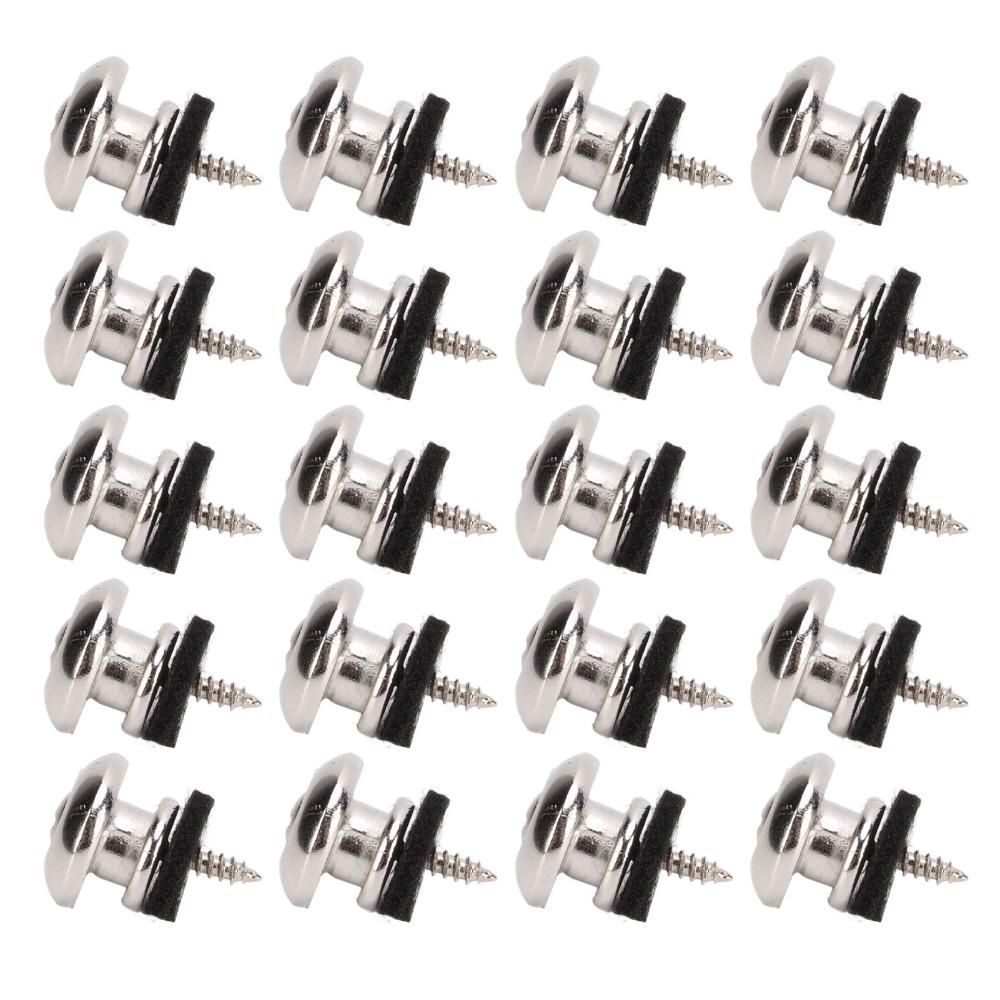 20PCS Silver Guitar Strap Locks With Screws Instrument Accessory Set For Guitar