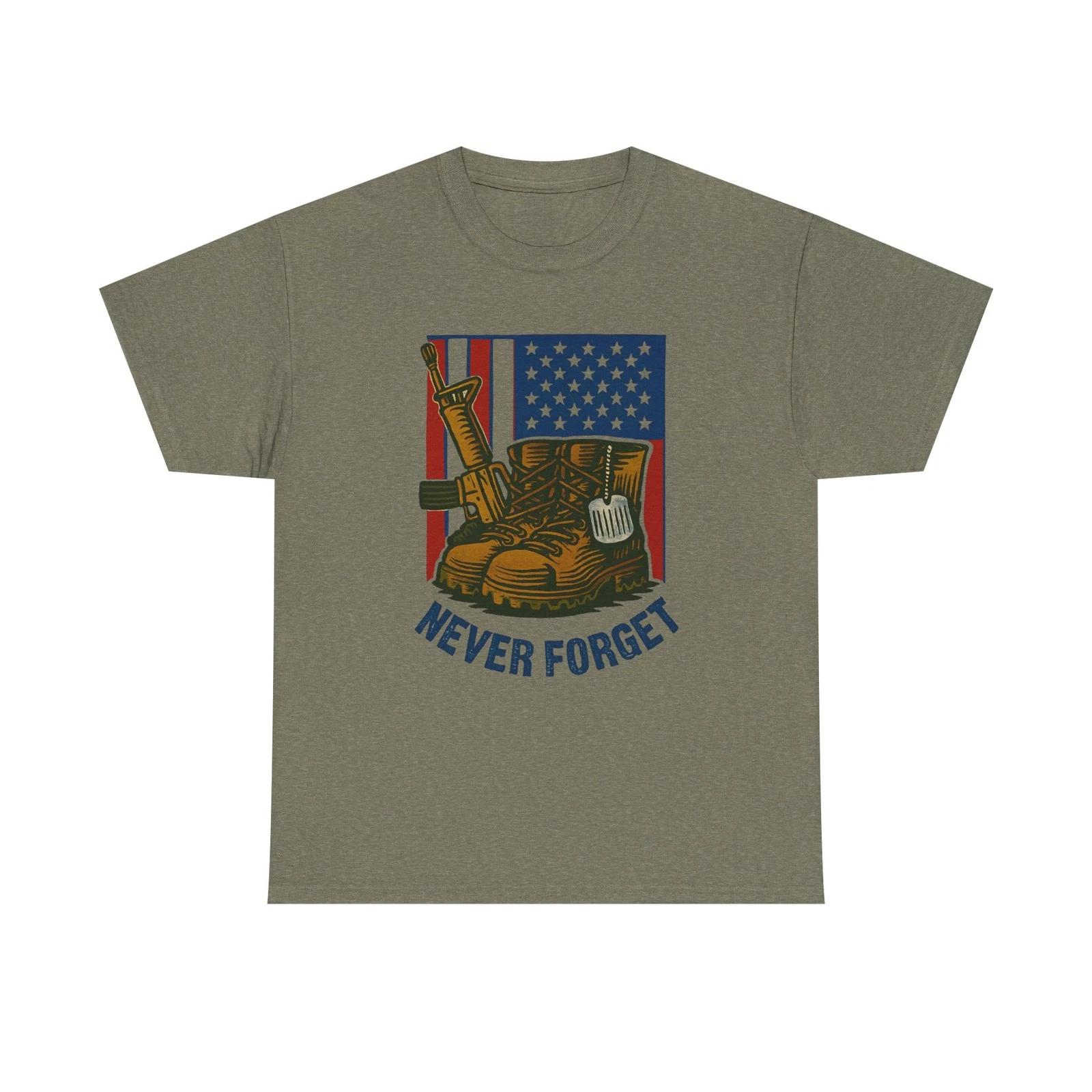 Patriotic Heavy Cotton Tee -  Never Forget  Graphic, Unisex, Memorial Day [...] M