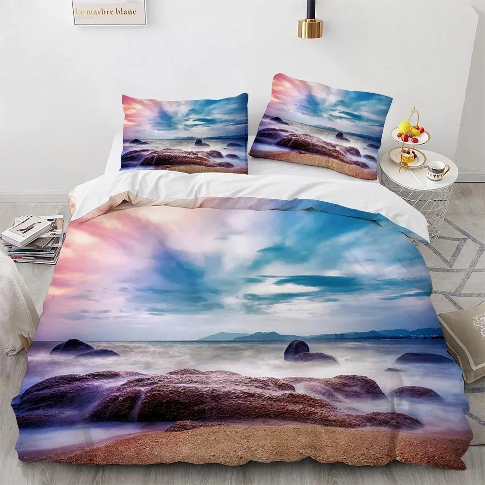 Blue Sky Cloud Duvet Cover Set King Queen Full Size for Kids Boys Girls Polyester Bedding Set Comforter Cover Landscape Pattern