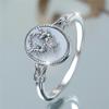 Trendy Female White Enamel Stone Oval Leaf Plant Ring Vintage Gold CopperColor Rings For Women Wedding Jewelry Gift