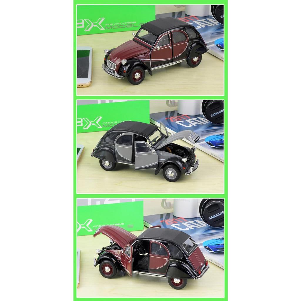 1/24 Scale WELLY Model Car Diecast Dongfeng CITROEN 2CV 6 Charleston Classic Alloy Car Toy Vehicle Metal Toy Car for Kids Gift Collection